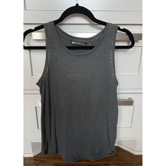 ATHLETA Daily Cowl Tank Size Small army Green Open Back Workout Yoga Women - Picture 1 of 5